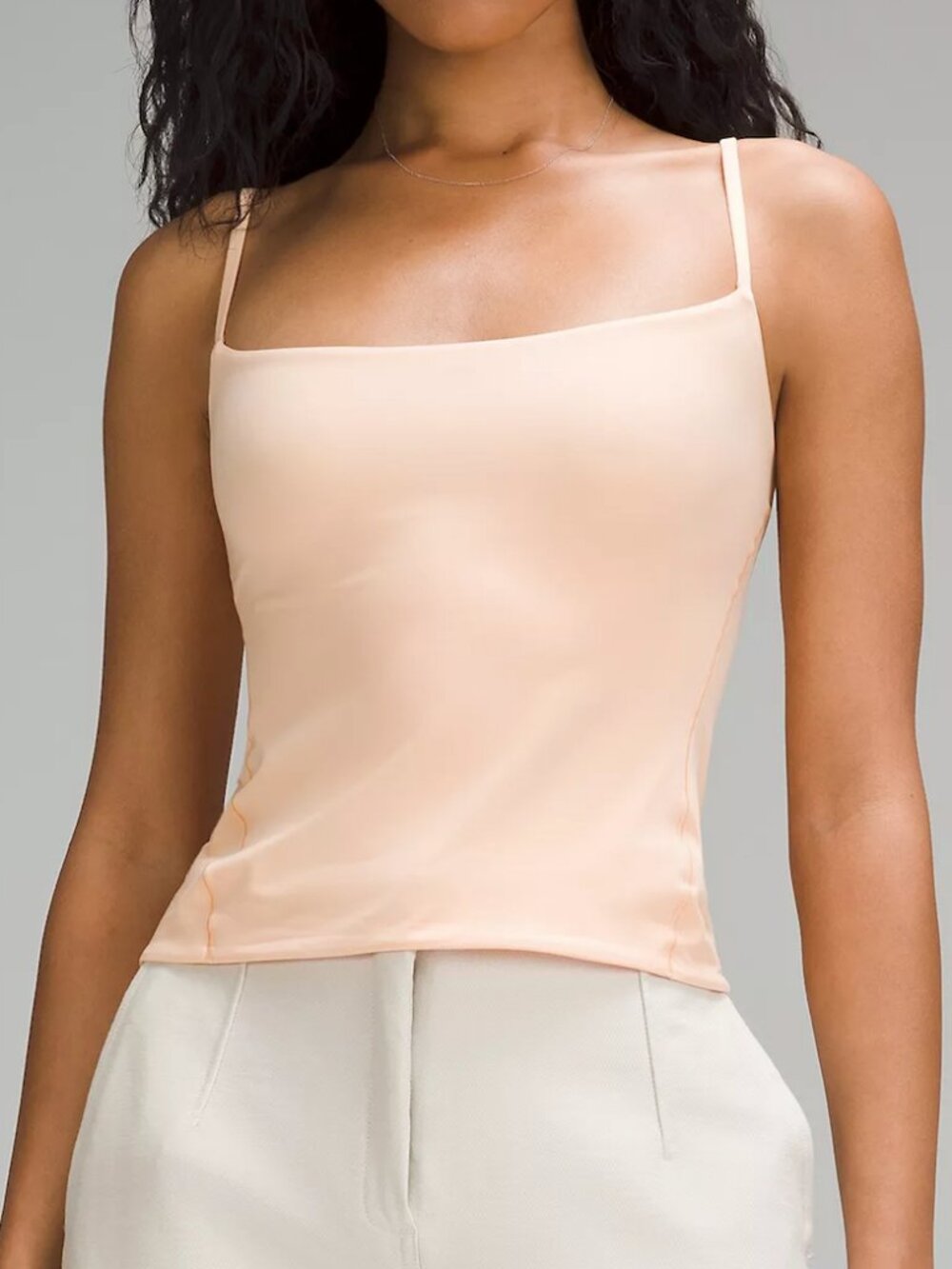 Wundermost Ultra-Soft Nulu Spaghetti-Strap Cami Tank Top Peach Bellini